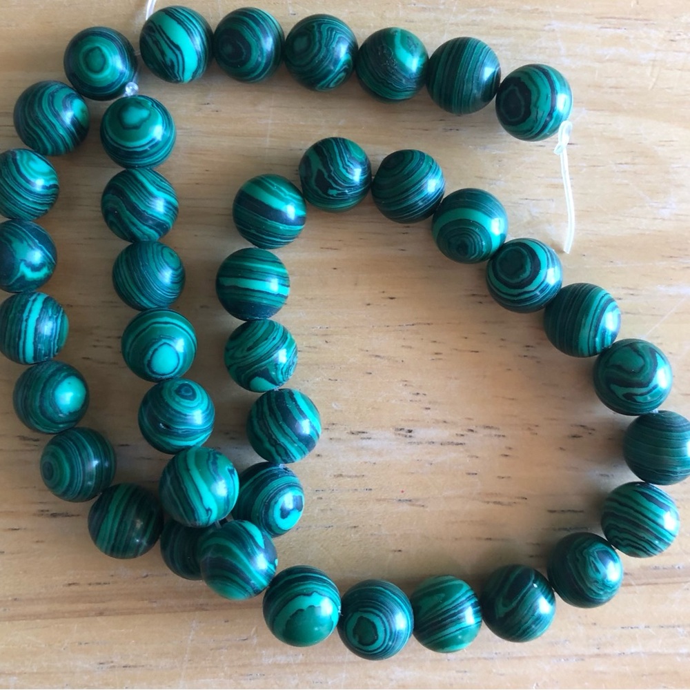 Green Malachite Round Bead Strand Jewelry Making Beading